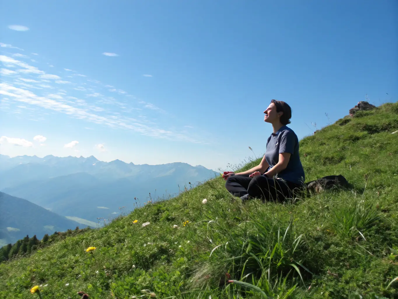 A person meditating in a peaceful setting, highlighting the importance of mental health and stress reduction techniques.