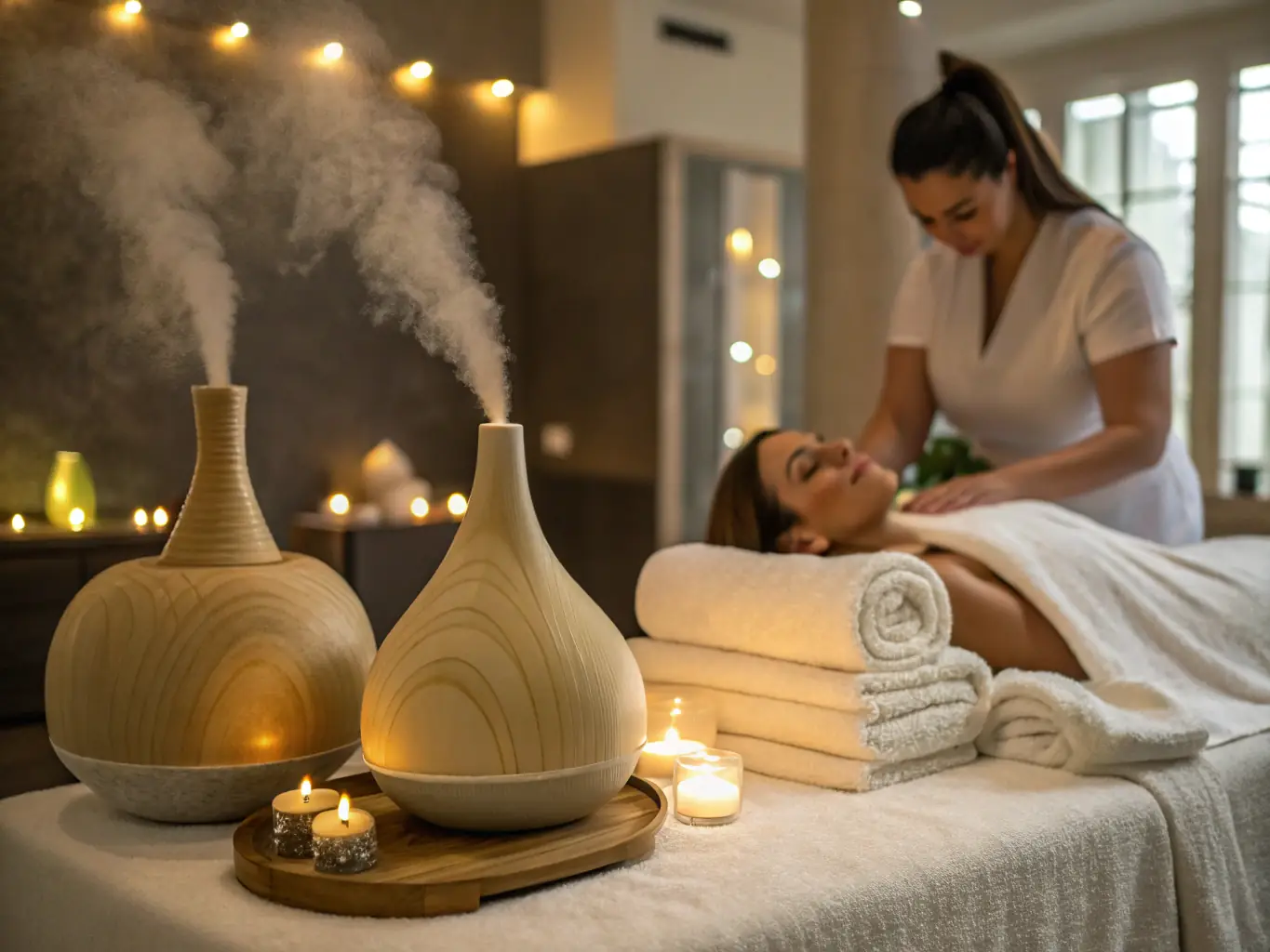An image showcasing a person wrapped in a luxurious body wrap, surrounded by natural ingredients and a soothing spa environment, emphasizing the detoxifying and hydrating benefits.