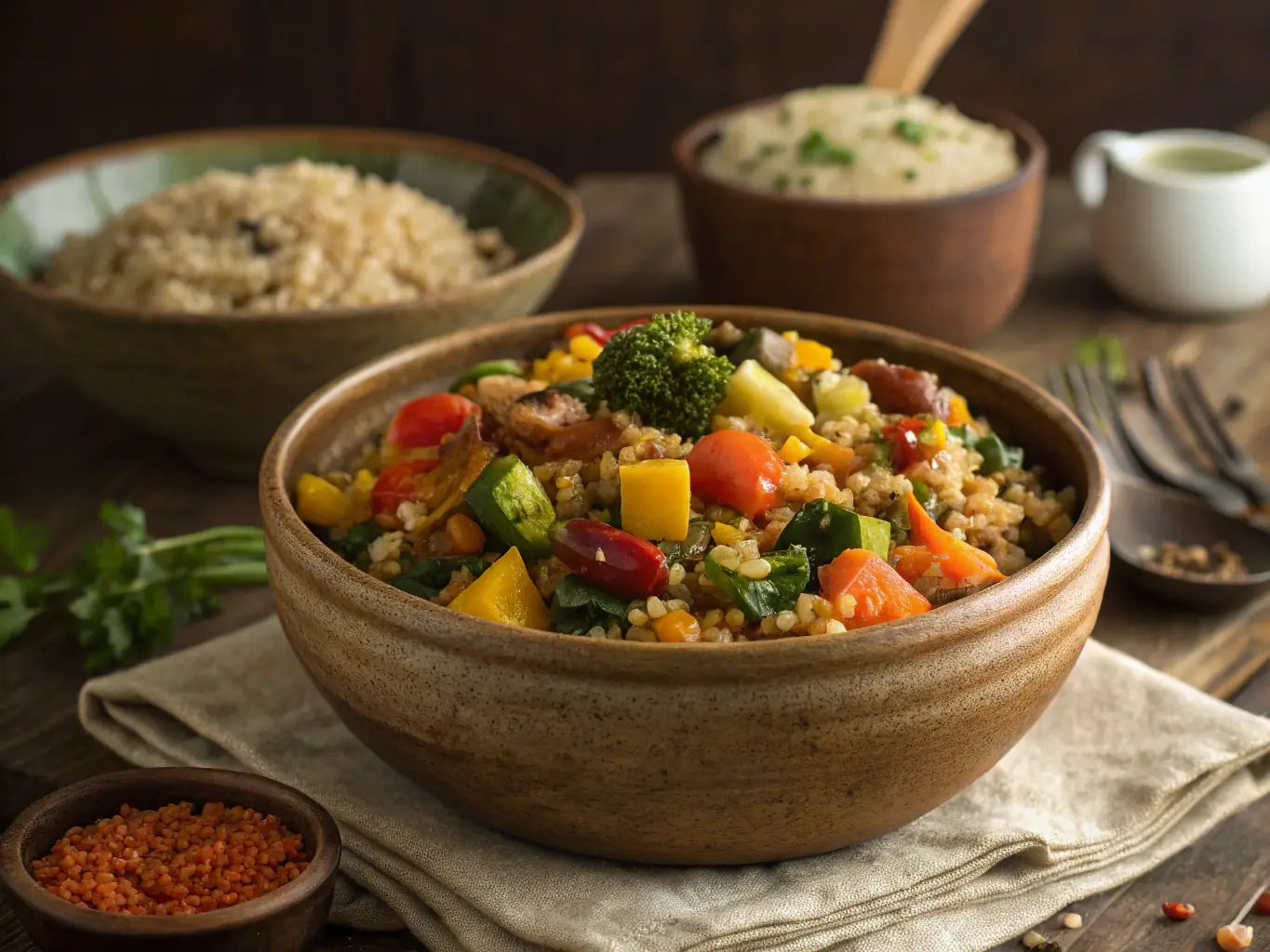 A vibrant, close-up shot of a plate of 'Harissa, ' a traditional Armenian porridge made with wheat and meat, garnished with fresh herbs and served in a rustic bowl, highlighting its creamy texture and rich color.