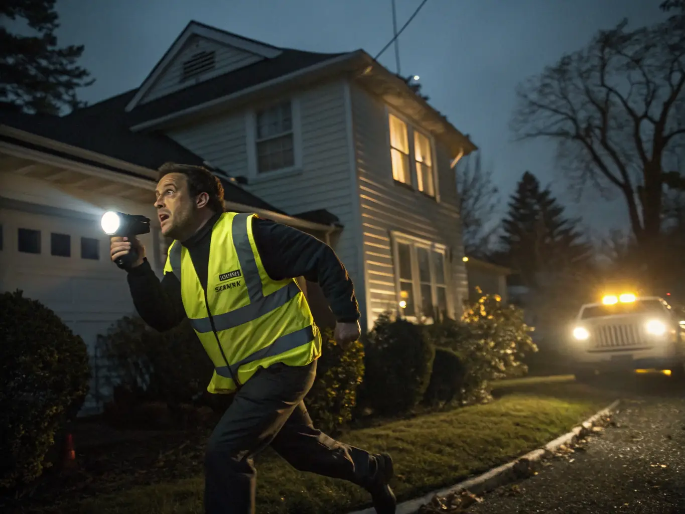 An electrician responding to an emergency call, equipped with safety gear and tools to quickly resolve the electrical issue.